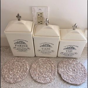 Vintage “Primitive” Braided Round Trivets Set of 3